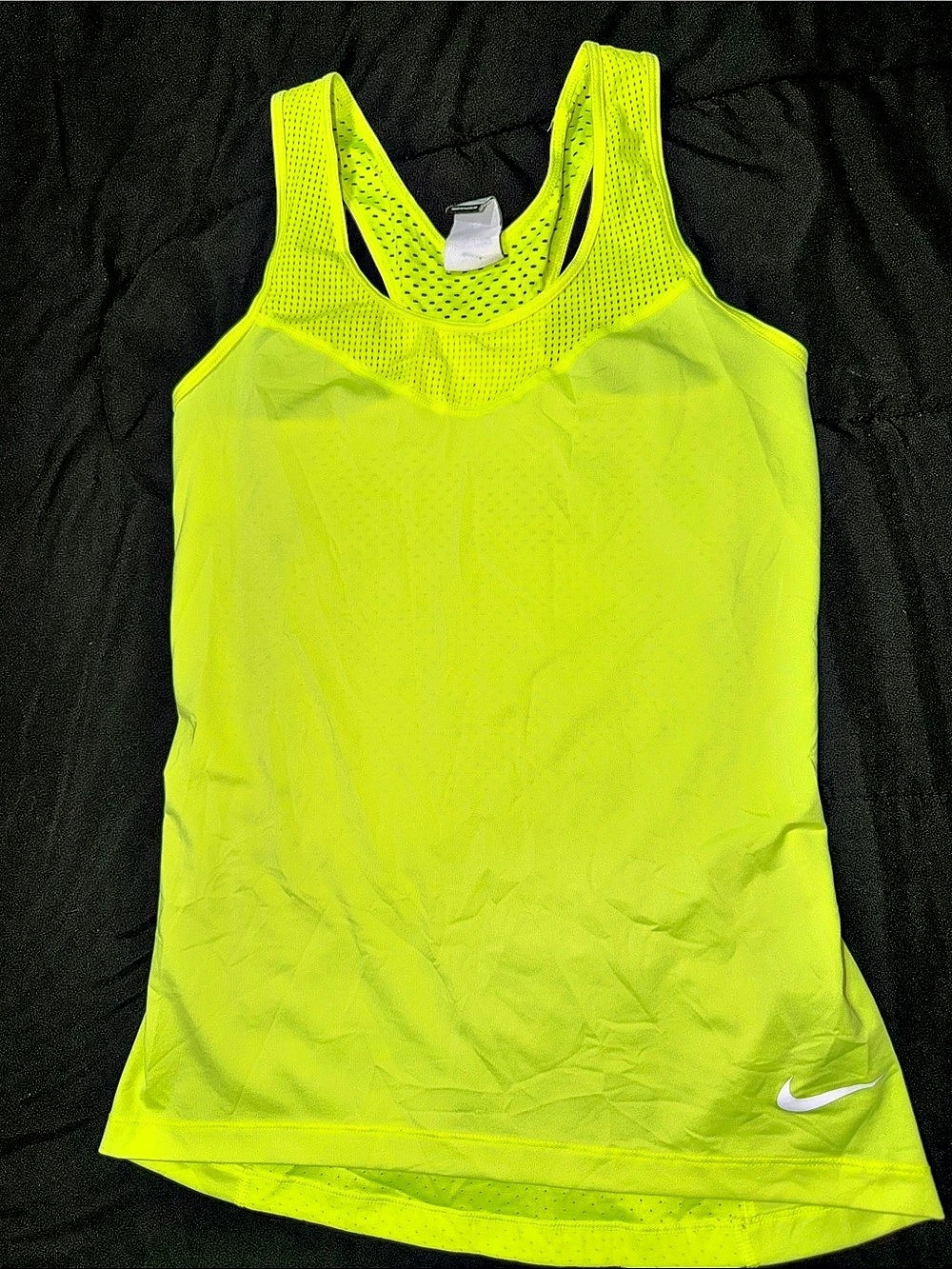 Nike Pro Dri-FIT Mesh Racerback Tank Top Yellow Small